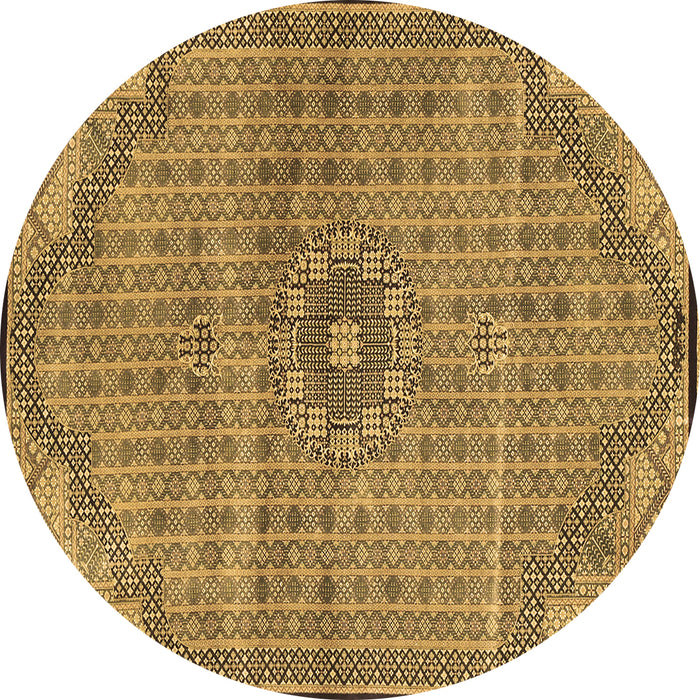 Round Persian Brown Traditional Rug, tr3168brn