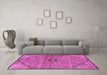 Machine Washable Persian Pink Traditional Rug in a Living Room, wshtr3168pnk