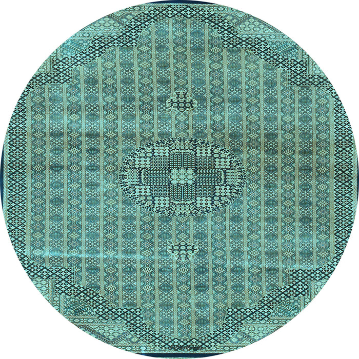 Round Machine Washable Persian Light Blue Traditional Rug, wshtr3168lblu