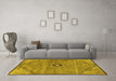 Machine Washable Persian Yellow Traditional Rug in a Living Room, wshtr3168yw