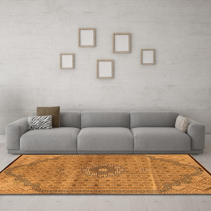 Machine Washable Persian Orange Traditional Area Rugs in a Living Room, wshtr3168org