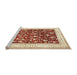 Sideview of Machine Washable Traditional Khaki Gold Rug, wshtr3169