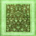 Round Machine Washable Persian Green Traditional Area Rugs, wshtr3169grn