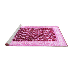 Sideview of Machine Washable Persian Pink Traditional Rug, wshtr3169pnk