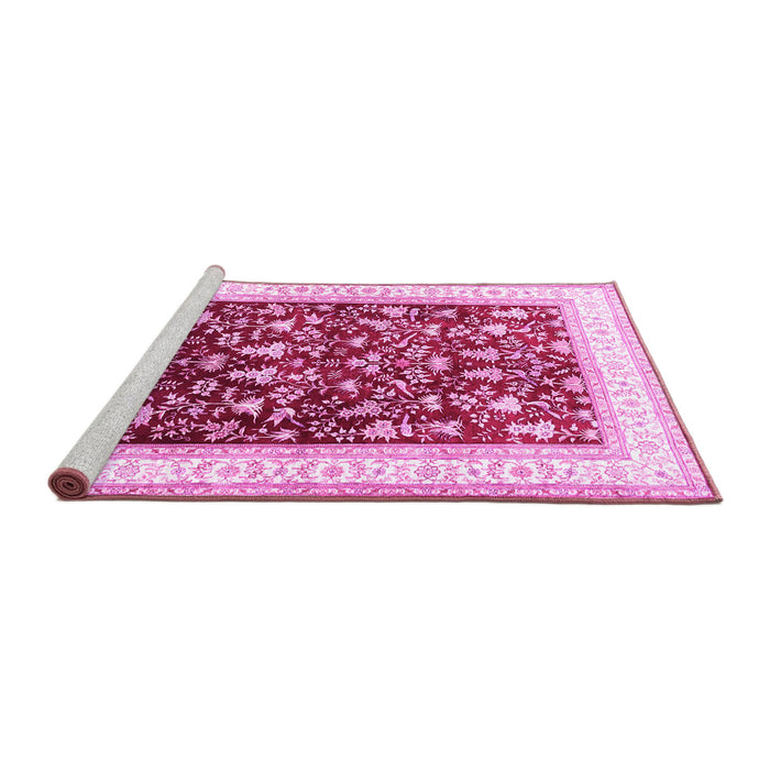 Sideview of Machine Washable Persian Pink Traditional Rug, wshtr3169pnk