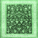 Square Machine Washable Persian Emerald Green Traditional Area Rugs, wshtr3169emgrn