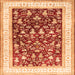 Round Machine Washable Persian Orange Traditional Area Rugs, wshtr3169org