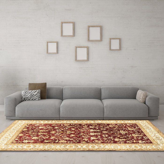 Machine Washable Persian Brown Traditional Rug in a Living Room,, wshtr3169brn