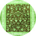 Machine Washable Persian Green Traditional Area Rugs, wshtr3169grn