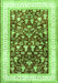 Serging Thickness of Machine Washable Persian Green Traditional Area Rugs, wshtr3169grn