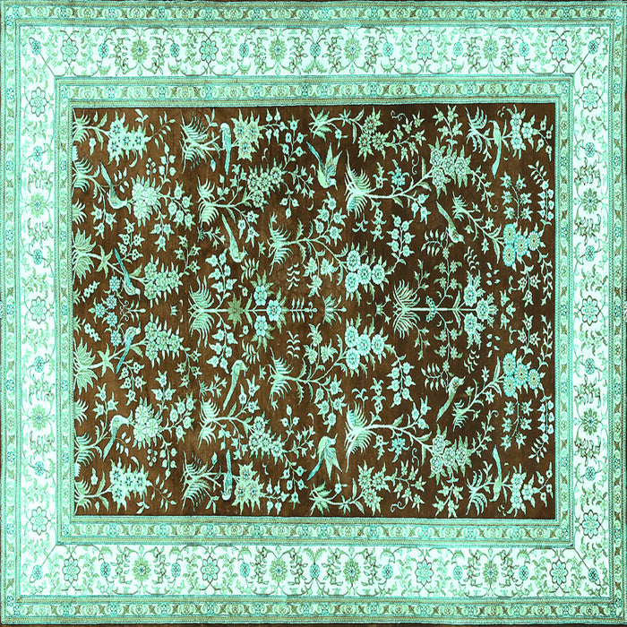 Square Persian Turquoise Traditional Rug, tr3169turq