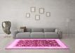 Machine Washable Persian Pink Traditional Rug in a Living Room, wshtr3169pnk