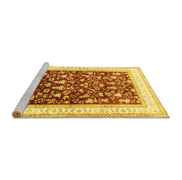 Sideview of Machine Washable Persian Yellow Traditional Rug, wshtr3169yw