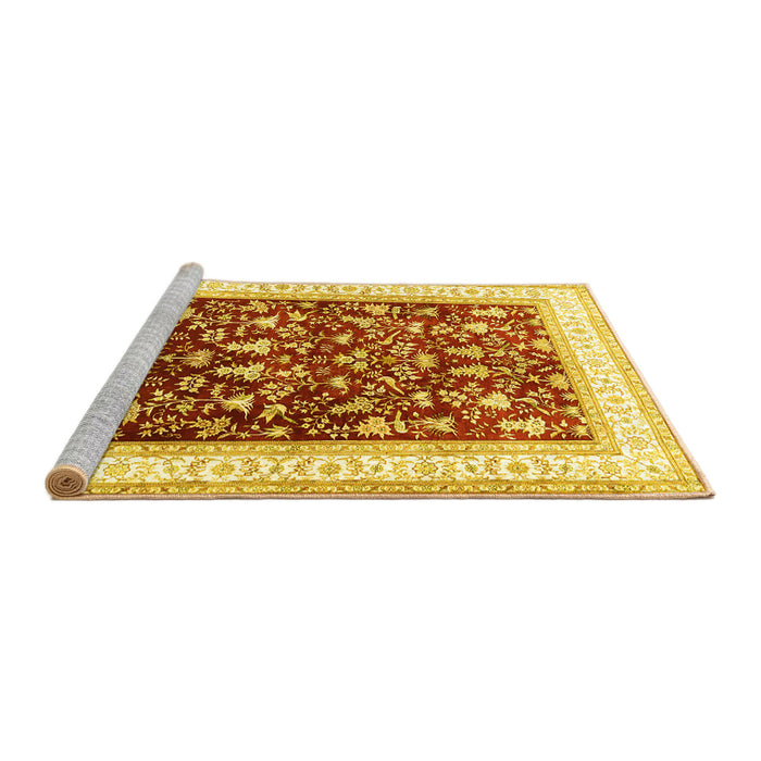 Sideview of Machine Washable Persian Yellow Traditional Rug, wshtr3169yw