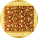 Round Machine Washable Persian Yellow Traditional Rug, wshtr3169yw