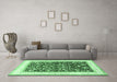 Machine Washable Persian Emerald Green Traditional Area Rugs in a Living Room,, wshtr3169emgrn