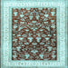 Square Machine Washable Persian Light Blue Traditional Rug, wshtr3169lblu