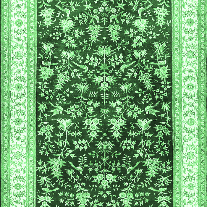 Machine Washable Persian Emerald Green Traditional Area Rugs, wshtr3169emgrn