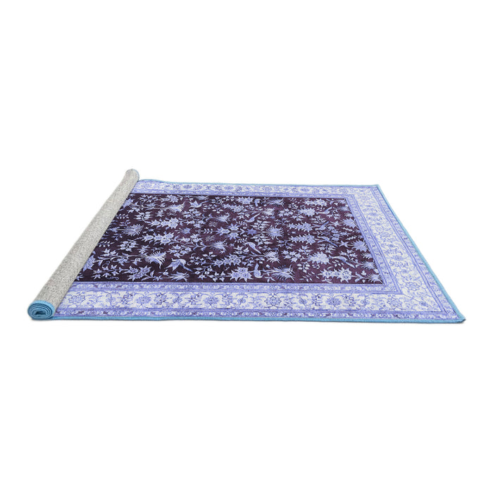 Sideview of Machine Washable Persian Blue Traditional Rug, wshtr3169blu