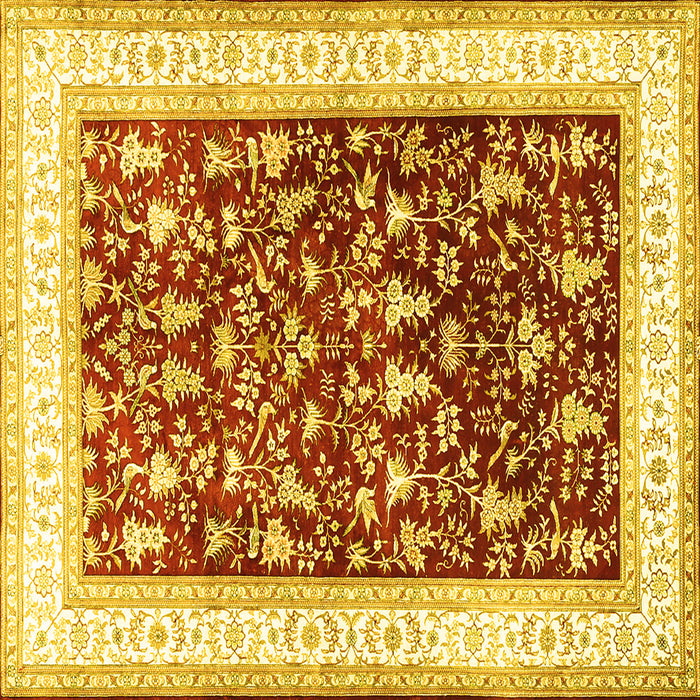 Square Persian Yellow Traditional Rug, tr3169yw