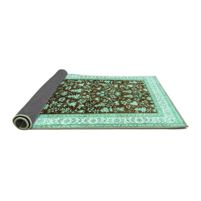Sideview of Persian Turquoise Traditional Rug, tr3169turq