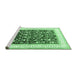 Sideview of Machine Washable Persian Emerald Green Traditional Area Rugs, wshtr3169emgrn