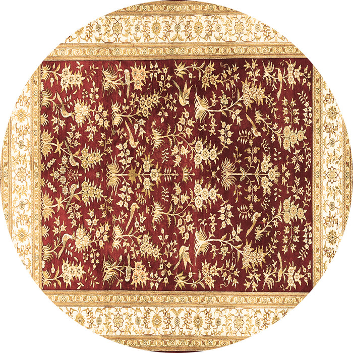 Round Persian Brown Traditional Rug, tr3169brn