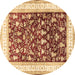 Round Persian Brown Traditional Rug, tr3169brn