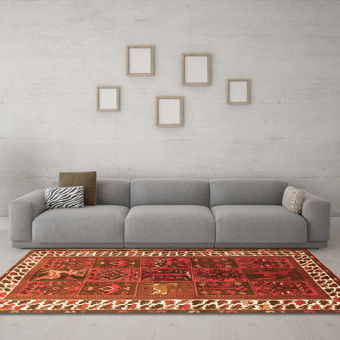 Machine Washable Persian Orange Traditional Area Rugs in a Living Room, wshtr316org