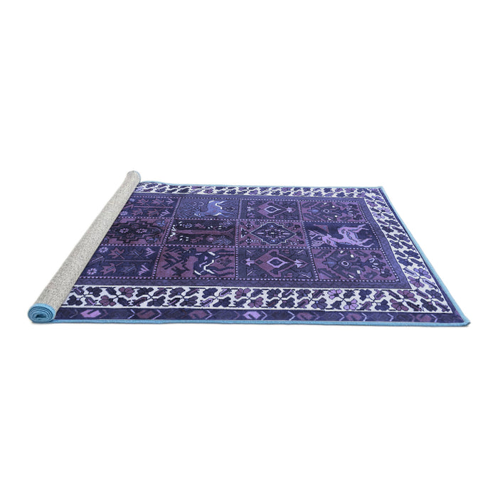Sideview of Machine Washable Persian Blue Traditional Rug, wshtr316blu