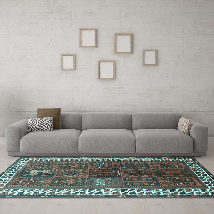 Machine Washable Persian Light Blue Traditional Rug in a Living Room, wshtr316lblu