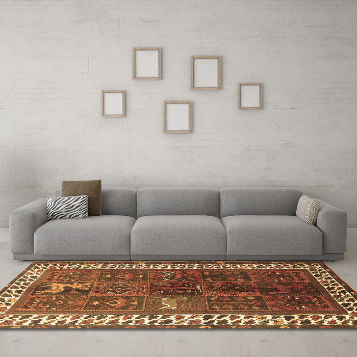Machine Washable Persian Brown Traditional Rug in a Living Room,, wshtr316brn