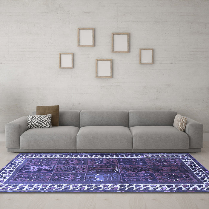 Machine Washable Persian Blue Traditional Rug in a Living Room, wshtr316blu