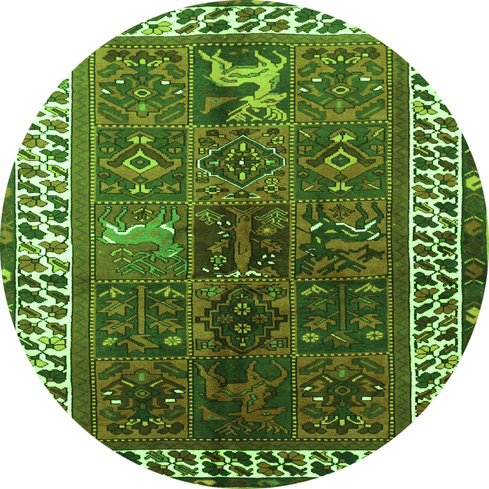 Square Persian Green Traditional Rug, tr316grn