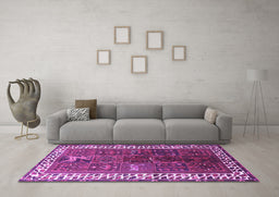 Machine Washable Persian Purple Traditional Area Rugs in a Living Room, wshtr316pur