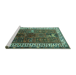 Sideview of Machine Washable Persian Turquoise Traditional Area Rugs, wshtr316turq