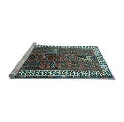 Sideview of Machine Washable Persian Light Blue Traditional Rug, wshtr316lblu