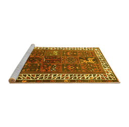 Sideview of Machine Washable Persian Yellow Traditional Rug, wshtr316yw