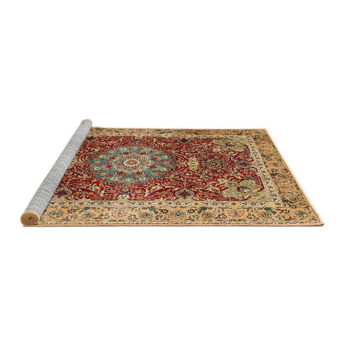 Sideview of Machine Washable Traditional Mahogany Brown Rug, wshtr3170