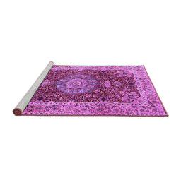 Sideview of Machine Washable Medallion Purple Traditional Area Rugs, wshtr3170pur