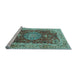 Sideview of Machine Washable Medallion Light Blue Traditional Rug, wshtr3170lblu