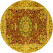 Round Medallion Yellow Traditional Rug, tr3170yw