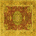 Square Medallion Yellow Traditional Rug, tr3170yw