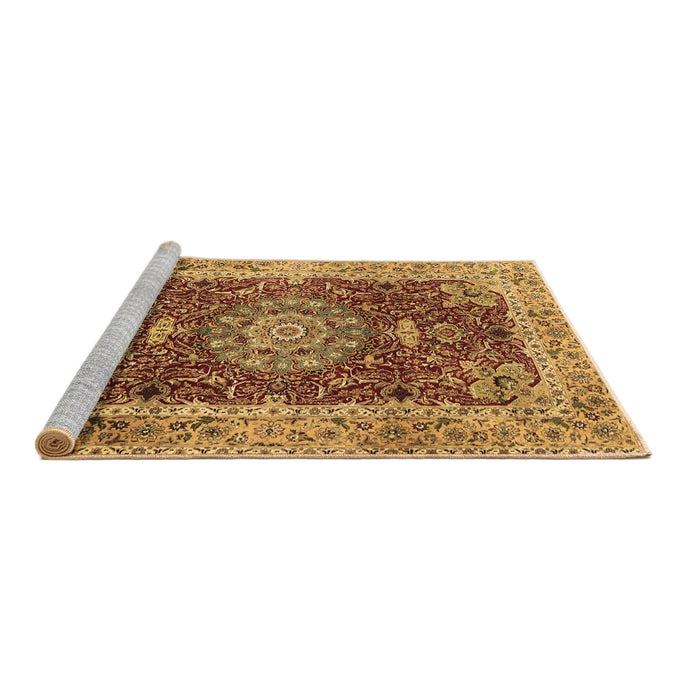 Sideview of Machine Washable Medallion Brown Traditional Rug, wshtr3170brn
