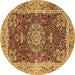 Round Medallion Brown Traditional Rug, tr3170brn