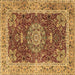 Square Machine Washable Medallion Brown Traditional Rug, wshtr3170brn