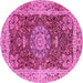 Round Medallion Pink Traditional Rug, tr3170pnk