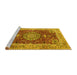 Sideview of Machine Washable Medallion Yellow Traditional Rug, wshtr3170yw