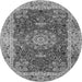 Machine Washable Medallion Gray Traditional Rug, wshtr3170gry