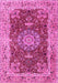 Machine Washable Medallion Pink Traditional Rug, wshtr3170pnk